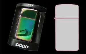 女性に人気のスリムジッポーです。レギュラージッポーと合わせてペアジッポーに人気があります。２つ合わせたデザインも可能です。