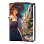 大きな麦わらファンタジー火をつけているジッポーライターZIPPO