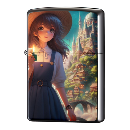 大きな麦わらファンタジー火をつけているジッポーライターZIPPO