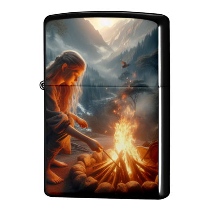 焚火する少女エルフジッポーライターZIPPO