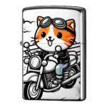ツーリング猫バイクに乗ってライドオンジッポーライターZIPPO