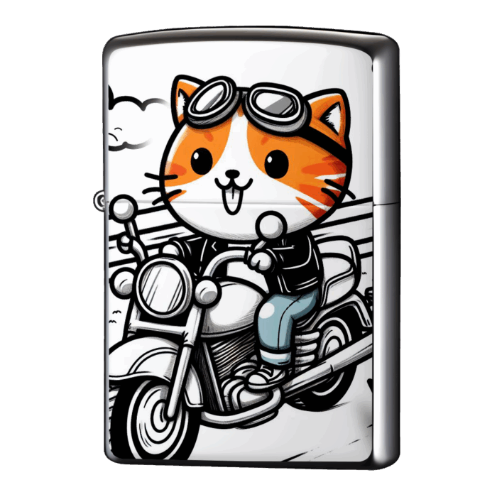 ツーリング猫バイクに乗ってライドオンジッポーライターZIPPO