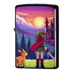 夕日とキツネエルフ・ピクセルアートジッポーライターZIPPO