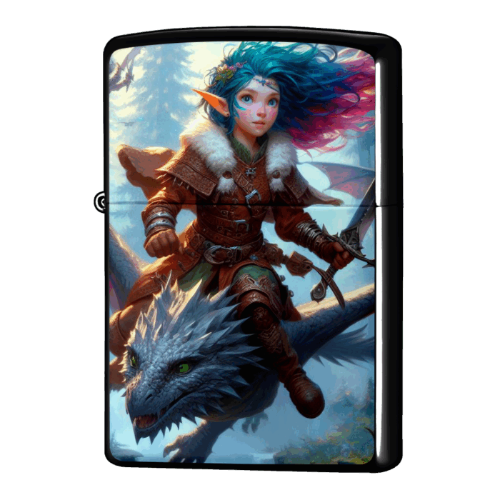 ドラゴンに乗って闘うエルフの物語ジッポーライターZIPPO