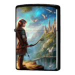 弓を持ったエルフが状況を見ているジッポーライターZIPPO