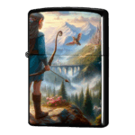 弓を持ったエルフが悪魔と戦うジッポーライターZIPPO