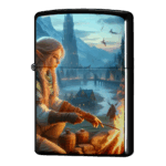 焚火の火が頬に当たるエルフ・ジッポーライターZIPPO