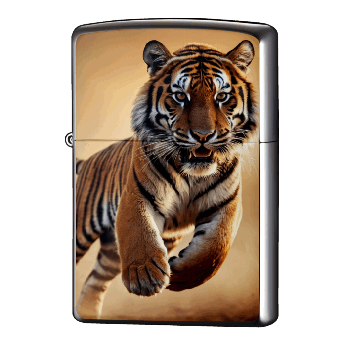 獲物を目掛けダッシュする虎のジッポーライターZIPPO