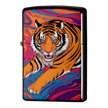 座っている虎がにらみを利かせているジッポーライターZIPPO