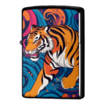 虎の横顔が勇ましいイラストジッポーライターZIPPO