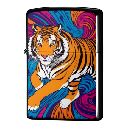 強くたくましい自立した虎のイラストジッポーライターZIPPO