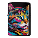 猫の横顔アップのイラストジッポーライターZIPPO