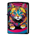 穴倉から顔を出したイラスト猫ジッポーライターZIPPO