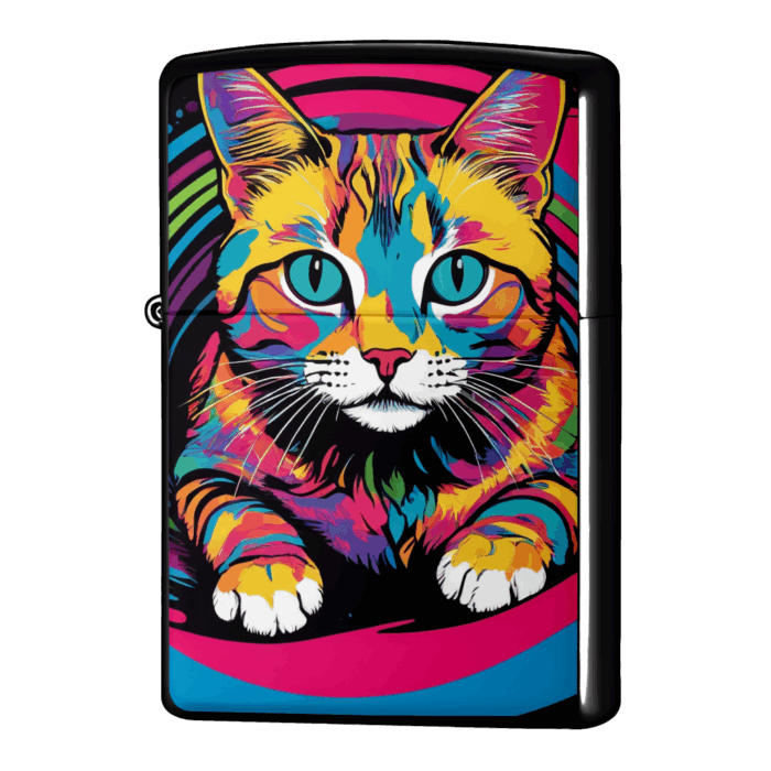 穴倉から顔を出したイラスト猫ジッポーライターZIPPO