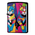 ツインにゃんこの猫ジッポーライターZIPPO