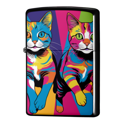 ツインにゃんこの猫ジッポーライターZIPPO