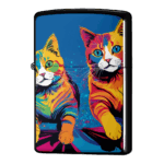 仲良く走る猫のイラストジッポーライターZIPPO