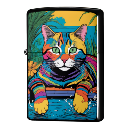 水遊びが大好きな猫のジッポーライターZIPPO