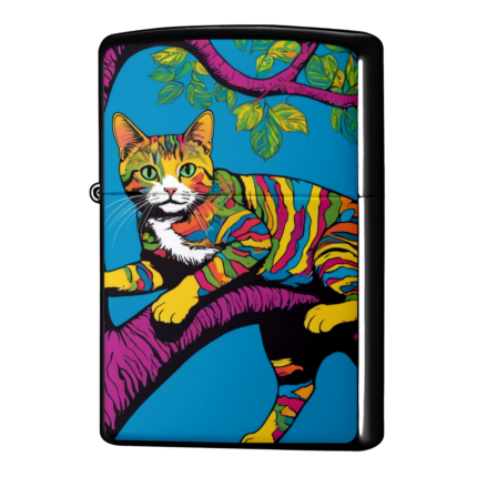 猫が木の上青空でジッポーライターZIPPO