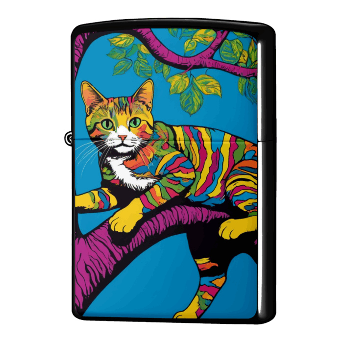 猫が木の上青空でジッポーライターZIPPO