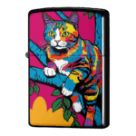 木に登る猫がカラフルジッポーライターZIPPO