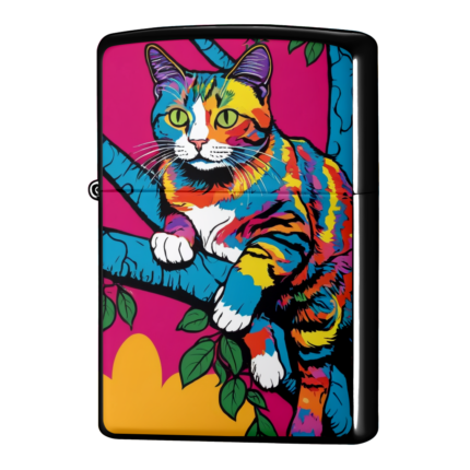 木に登る猫がカラフルジッポーライターZIPPO