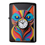 口が時計の猫ジッポーライターZIPPO