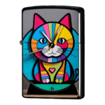 すました顔したにゃんこの置時計デザインジッポーライターZIPPO