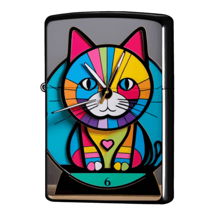 すました顔したにゃんこの置時計デザインジッポーライターZIPPO