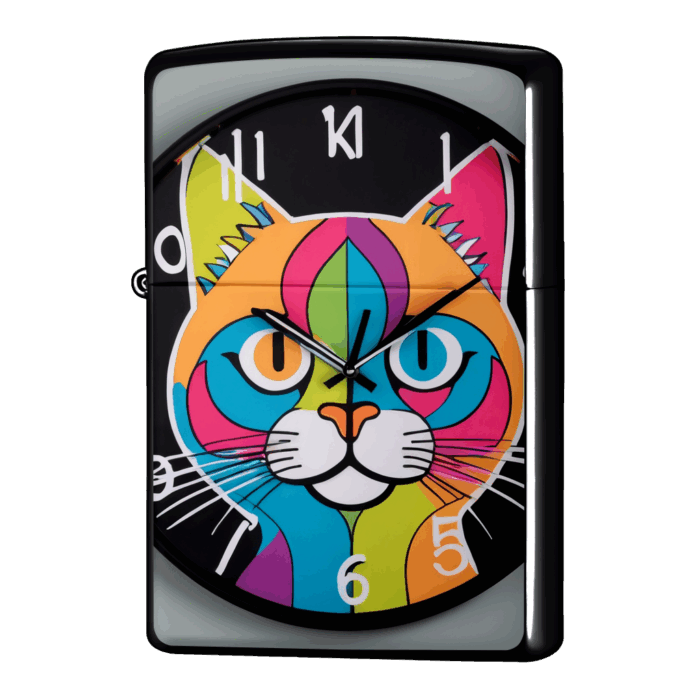 スタイルなんて気にしにゃいにゃんこ時計の猫ジッポーライターZIPPO