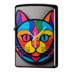 赤青の目が時計猫ジッポーライターZIPPO