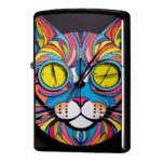 目が時計になってるー猫のジッポーライターZIPPO