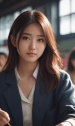 女子大生が授業を受けるシーン