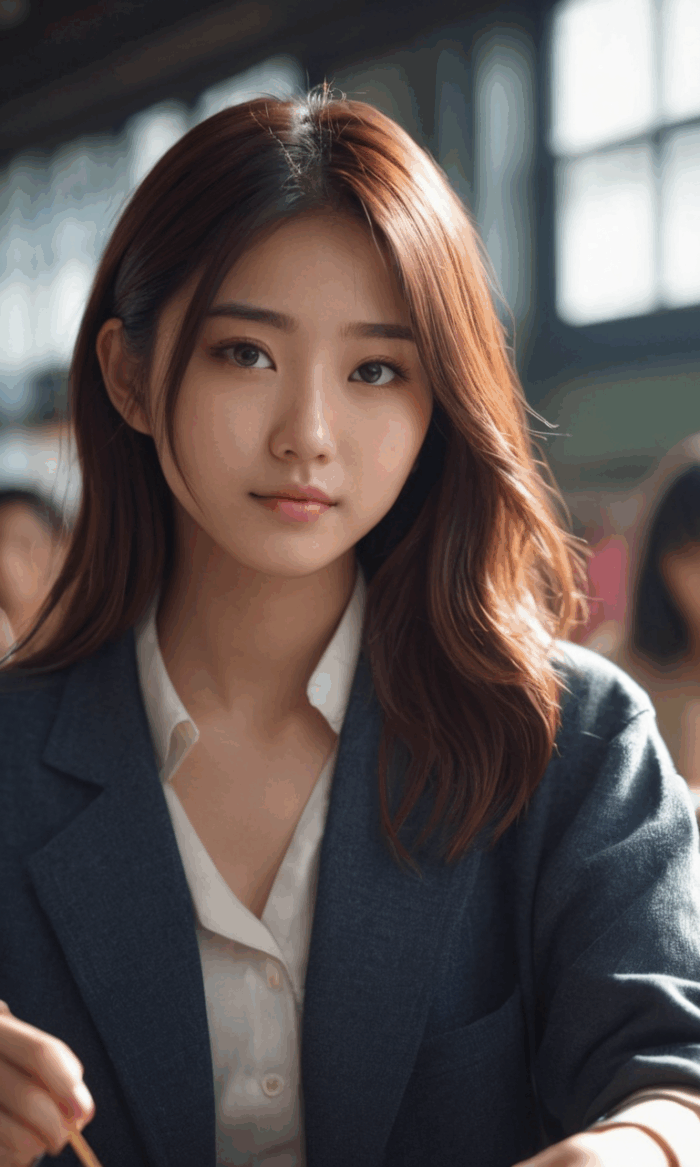 女子大生が授業を受けるシーン