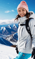 スノーボードをしている大学生