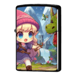 ドラゴンに立ち向かうエルフアニメジッポーライターZIPPO