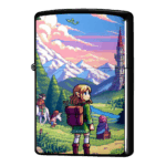 フィールドで索敵のエルフ・ピクセルアートジッポーライターZIPPO