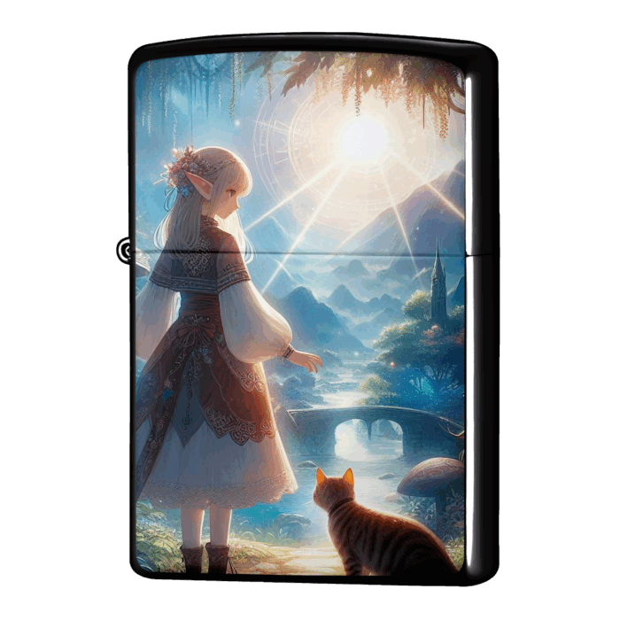 猫と出会った異世界生活初日エルフの女の子ジッポーライターZIPPO