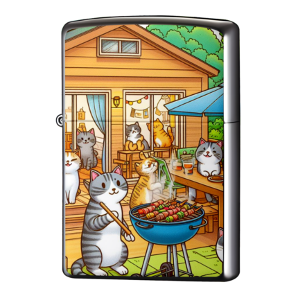 バーベキューで猫会でにぎやかジッポーライターZIPPO