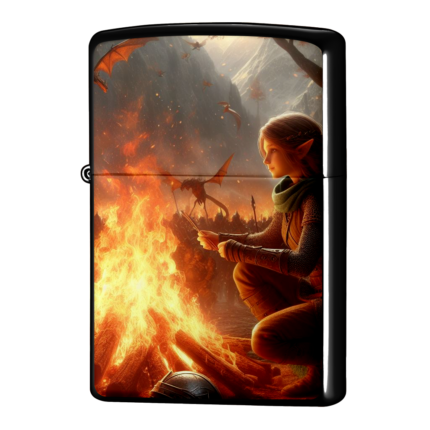 焚火するエルフジッポーライターZIPPO