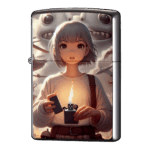 背後に感じる火をつけているジッポーライターZIPPO