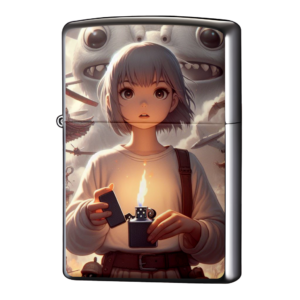 背後に感じる火をつけているジッポーライターZIPPO