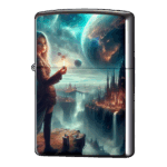 宇宙の谷の火をつけているジッポーライターZIPPO