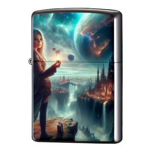 宇宙の谷の火をつけているジッポーライターZIPPO