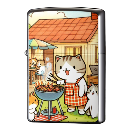 親猫が猫バーベキュー会を開いたジッポーライターZIPPO