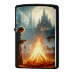 魔法で薪に火をつけたエルフ・ジッポーライターZIPPO