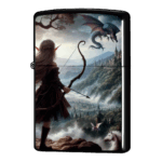 弓を持ったエルフがっドラゴンを退治するジッポーライターZIPPO