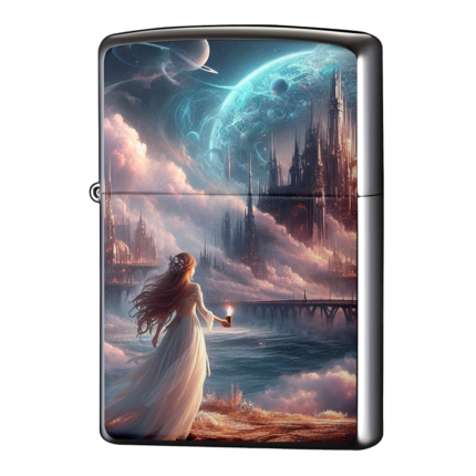 ファンタジー女性が火をつけているジッポーライターZIPPO