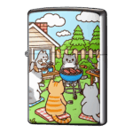 パーティーバーベキューで猫ジッポーライターZIPPO