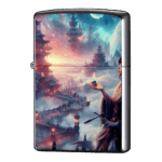世界観がファンタスティック女性が火をつけているジッポーライターZIPPO